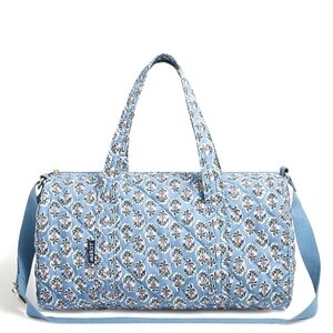 J. Crew Quilted Blue Floral Weekender Overnight Travel Bag Blue Floral NWT